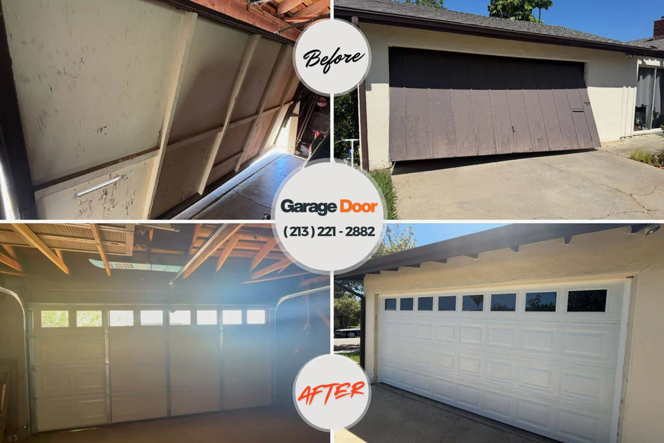 Before and after: garage door repair Courtland, VA